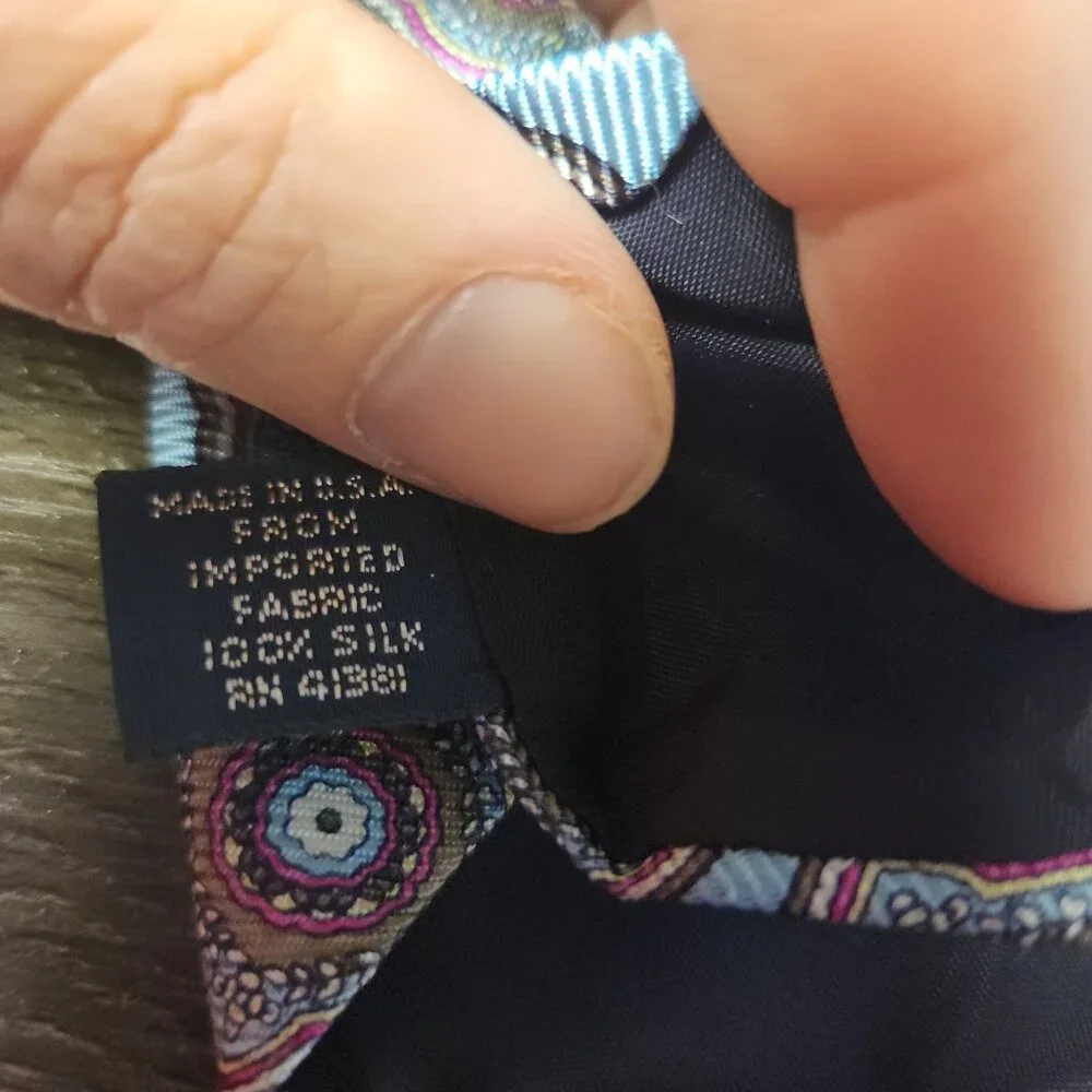 Vintage Ralph Lauren Tie Old Money Foulard Blue Pink Paisley Preppy Dapper Sharp - Picture 7 of 8